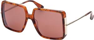 Солнцезащитные очки MaxMara MM 0003 Malibu 4 54E, цвет «блестящая красная Гавана», бледно-золотисто-медный оттенок Mir, Bright Havana Red, Bright Pale Gold/Copper Mirror