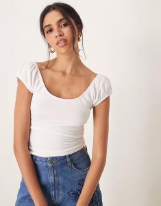 Белая футболка с рукавами-фонариками ASOS DESIGN