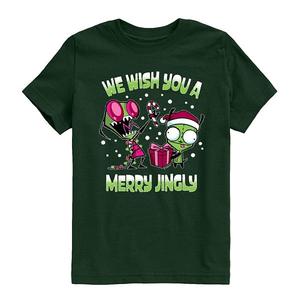 Футболка с принтом Invader Zim We Wish You a Merry Jingly для мальчиков 8-20 Licensed Character, Forest Green