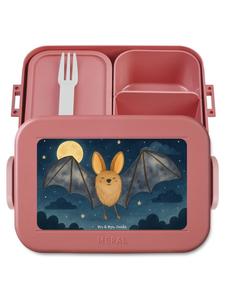 Mr. & Mrs. Panda Дизайн бенто-бокса в виде крыла летучей мыши, без слов, пастельно-красный цвет