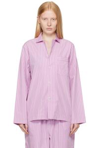 Розовая поплиновая пижамная рубашка с длинными рукавами Tekla