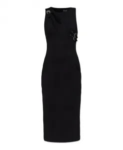 Платье с декоративной аппликацией и разрезом Versace Jeans Couture, черный