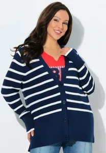 Кардиган в полоску с v-образным вырезом Ulla Popken, Ink Blue