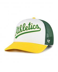 Мужская белая кепка Oakland Athletics из пеноматериала с надписью Trucker Snapback спереди '47 Brand