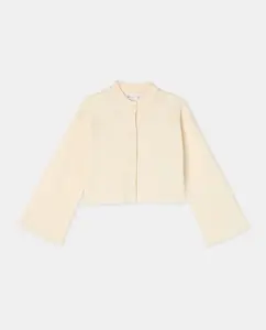 Детский вязаный жакет с расклешенными рукавами и стразами Kids El Corte Inglés, экрю