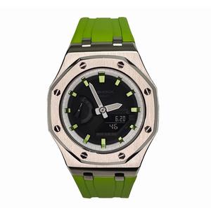 CASIO Часы Men Liquid Crystal/Analog Dual Display Series 44mm Black Watch, Offshore Silver White Nouveau Green
