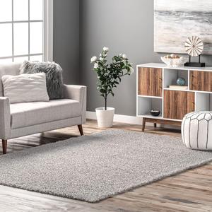 nuLOOM Marlow ковер 122 x 183 см для помещений, машинная стирка, мягкий плюшевый искусственный овчинный ворс, Light Grey, прямоугольный, толщина 1,2"