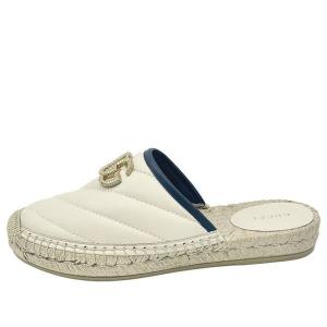 Тапочки leather espadrilles with double g slides 'white' Gucci, белый