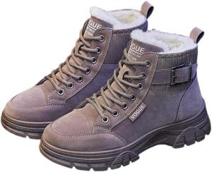 Женские плюшевые утолщенные зимние короткие ботинки для ходьбы, противоскользящие, для улицы и дома Hhhchpm, Brown