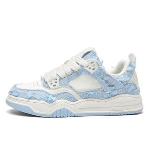 TCELLARS Износостойкие легкие дышащие низкие скейтерские кроссовки с эффектом увеличения роста унисекс деним черно-белые, цвет Denim Black White