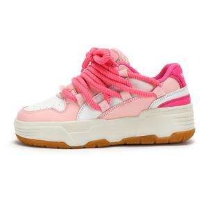 YUEDEMA Нескользящие легкие низкие скейтерские кроссовки унисекс бело-розовые, цвет White Pink