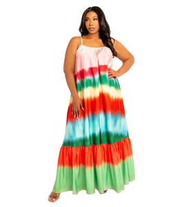 Женское объемное макси-платье с градиентной полосой Buxom Couture, Multi