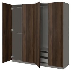Гардероб PAX/STORKLINTA IKEA, 200x60x201 см, цвет dark grey/dark brown stained oak effect