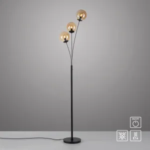 Напольная лампа my home Nymölla E14 с большими стеклянными шарами янтарного или матового белого цвета My Home, Schwarz, Glas amberfarben