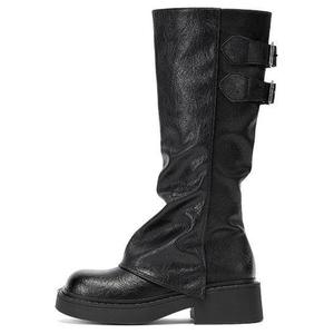 Женские сапоги DAPHNE из фактурной экокожи с ремешками, черный