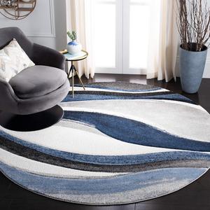Ковер SAFAVIEH, 201 x 201 см, Hollywood Collection Round Grey/Blue HLW766F в стиле Mid-Century Modern для столовой, прихожей, гостиной, спальни, без ворса
