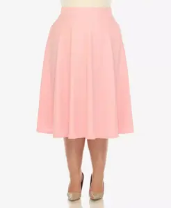 Юбка миди с расклешенным силуэтом Plus Size White Mark, розовый