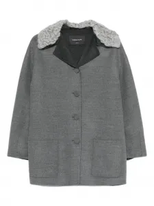 Шерстяная куртка с фактурной отделкой Fabiana Filippi, серый