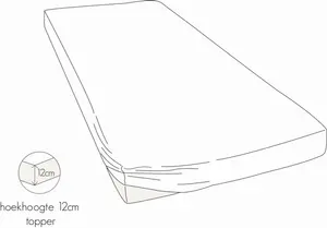 Простыня на резинке Shizu Percal для матраса Box Spring Topper, глубина 12 см, размер 80-90x200 см, цвет белый Kayori