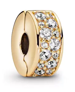 Шарм с фиксированным зажимом из кубических цирконий Pandora, gold