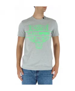 Синяя футболка с короткими рукавами и принтом Plein Sport, серый