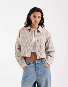 Укороченная рубашка из твила в бежевую полоску JJXX