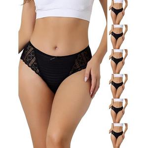 7 пар женских кружевных трусиков мид-уэйст с полным покрытием Inspire Chic