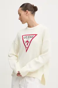 Хлопковый свитер Guess Jeans, бежевый