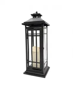 Металлический фонарь на батарейках со светодиодной свечой - окно Jh Specialties Inc/Lumabase, black