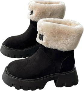 Женские пушистые ботинки-сапоги для снега, плюшевые, теплые, зимние, минималистичные, универсальные GBGRHM, Black