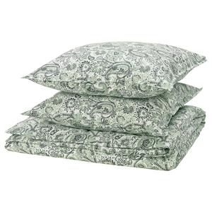 Комплект постельного белья, 3 предмета, зеленый/белый, 240х220/80х80 см, RODGERSIA IKEA