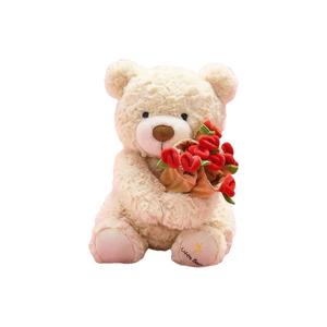 Плюшевая кукла милый медвежонок с цветком рост 30 см Click, Ecru
