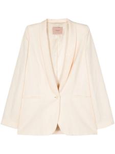 TWINSET однобортный пиджак с лацканами-шалькой, нейтральный цвет