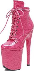Женские экзотические ботильоны для пол-дэнс WUXIN H&P, на высокой платформе, с высоким каблуком 8 дюймов, на шнуровке, Pink