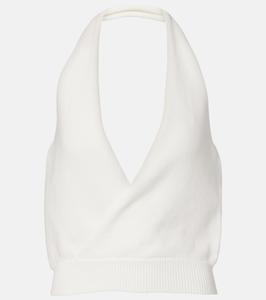 Топ из хлопковой смеси с вырезом-халтер Aya Muse, белый