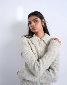 Кардиган Topshop из толстой пряжи в скрученном виде синего и желтого цветов