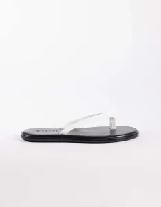 Черные прозрачные шлепанцы SEQWL с белым ремешком