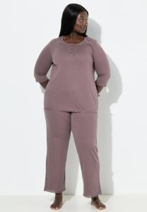 Пижамный комплект Ulla Popken BRODERIE ANGLAISE DETAIL SET, Earth/Mauve