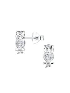Alexander York Серьги-гвоздики в виде совы из серебра 925 пробы, комплект из 2 штук
