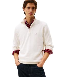 Подарочный пуловер с французской ребристой отделкой и молнией на четверть длины.