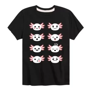 Футболка с рисунком аксолотля и сеткой эмоций для мальчиков 8-20 лет Licensed Character, черный