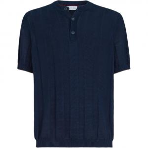 Рибленый топ Henley Brunello Cucinelli, marine синий