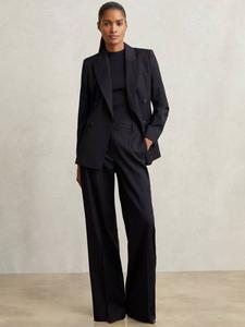 Узкие расклешённые брюки Petite Haisley из шерстяной смеси Reiss, Navy