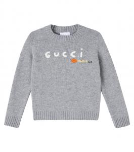 шерстяной свитер с логотипом Euan Roberts Gucci Kids, Medium Grey Mel/Mix