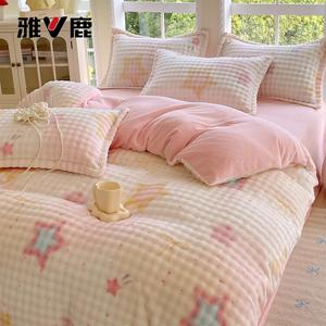 Yalu Комплект постельного белья 4 предмета, простыня 200 см, пододеяльник 220x240 см, молочный бархат и пузырчатый бархат, цвет Starry Shimmer