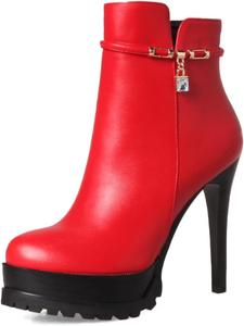 Женские классические ботильоны на платформе Scaoruki, 098 Red