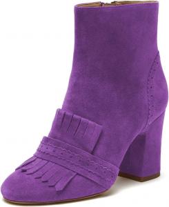 Женские ботильоны YDN с перфорацией, круглый носок, на щиколотку, скуластый средний каблук, бахрома, кисточки, обувь для работы и офиса, зимняя, размеры 4-15 US, Purple