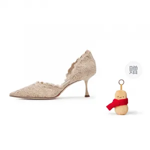 Туфли-лодочки на высоком каблуке Burano Lace Island Fabric с острым носком Staccato, swallow розовый apricot giveaway (please refer to details)