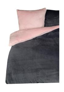 Постельное белье двустороннее Cofi с пододеяльником на молнии, 200x220 см, черный / розовый