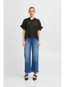 Блузка с короткими рукавами IHSAMI свободного кроя черного цвета ICHI